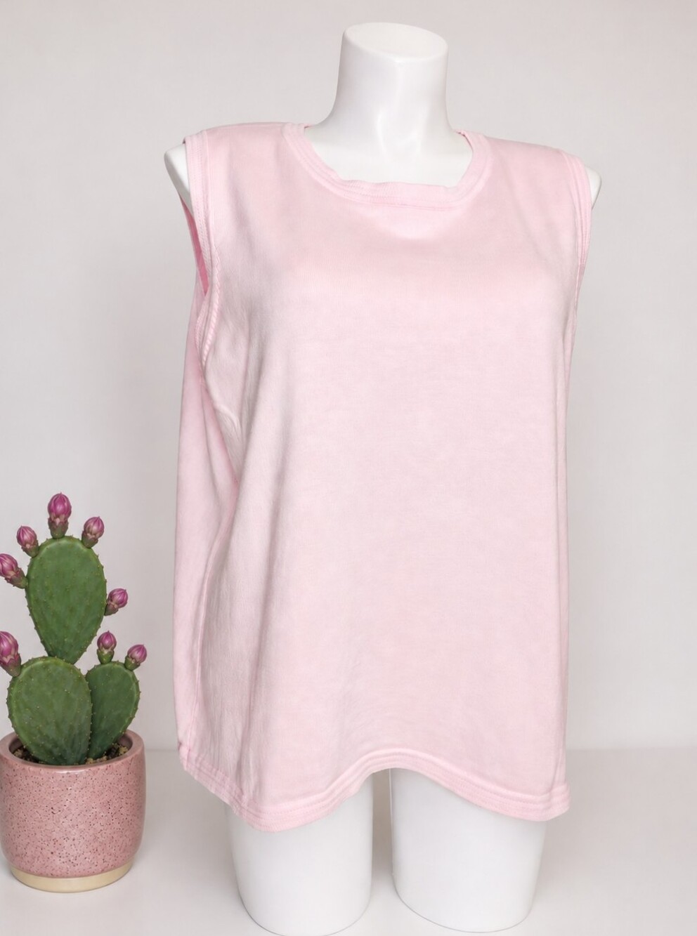 Women's Size 3X Light Cotton Sleeveless Top Casual Feminine Pink